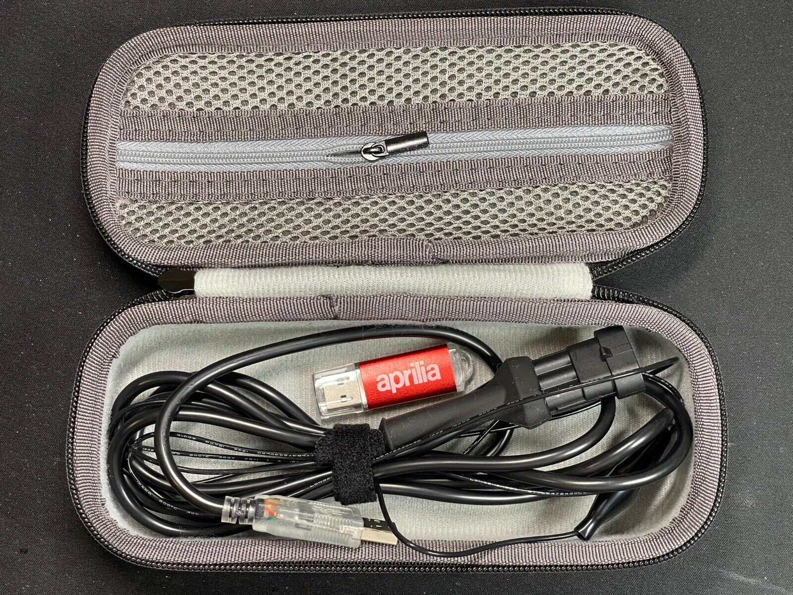 XV Tuner cable connected to Aprilia ECU diagnostic port