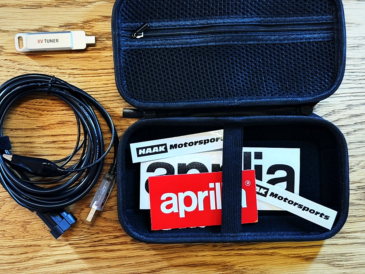 XV Tuner V3 Cable Kit — USB ECU interface cable, software USB drive and hard case for Aprilia SXV RXV MXV